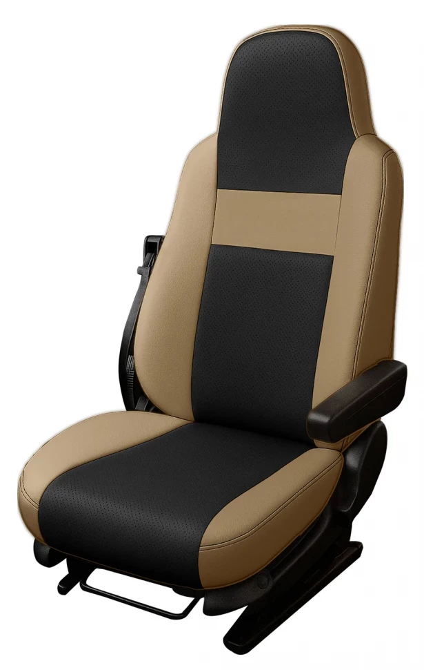 Авточехлы IVECO Stralis (Поколение 3) (2012+) "Truck" экокожа, бежево-черный