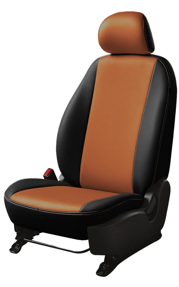 Авточехлы Chevrolet Lacetti / Daewoo Gentra / Ravon Gentra "Лима" экокожа, черно-оранжевый