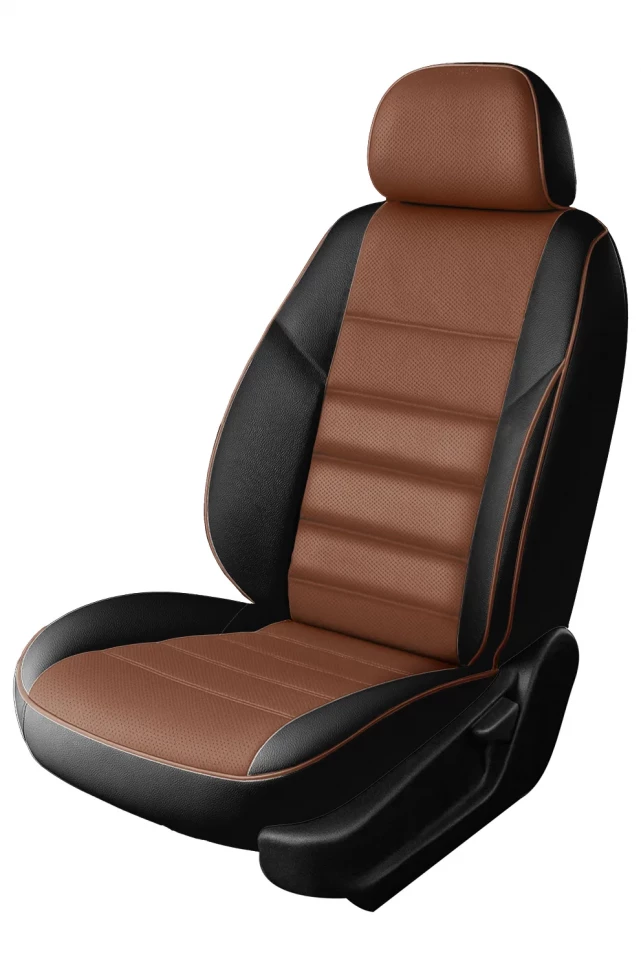 Авточехлы Audi 100 IV (С4) "Трио" экокожа, черный/рыжий