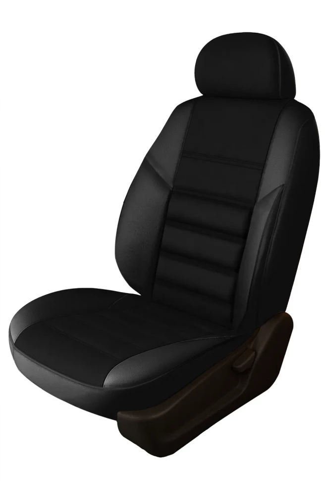 Авточехлы Volkswagen Caddy III (2008-2010) (1+1) "Трио" алькантара-экокожа, черный