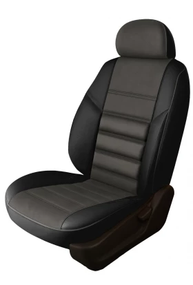 Авточехлы Volkswagen Caddy III (2008-2010) (1+1) "Трио" алькантара-экокожа, черно-серый