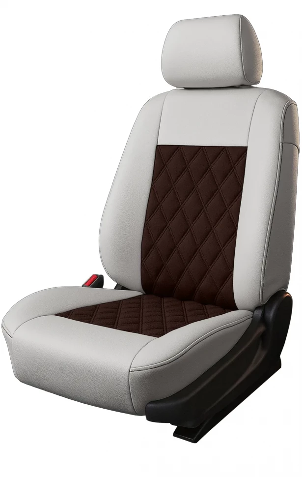Авточехлы Daewoo Nexia I (Рестайлинг) "Двойной ромб" алькантара-экокожа, белый коричневый