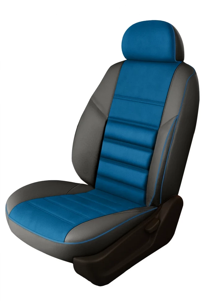 Авточехлы ВАЗ 2110 "Трио" алькантара-экокожа, серый/синий