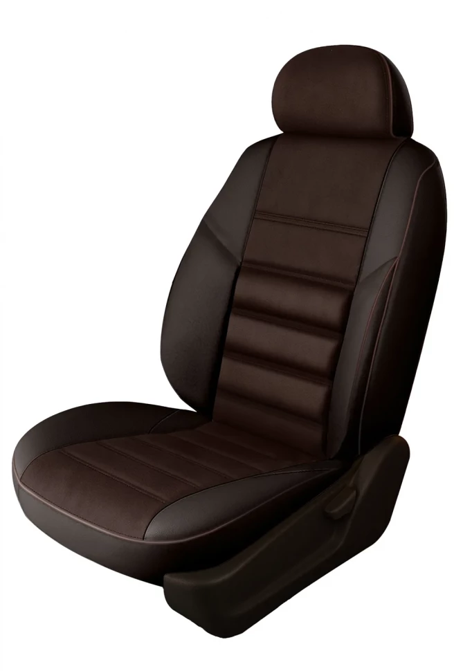 Авточехлы Volkswagen Caddy III (2008-2010) (1+1) "Трио" алькантара-экокожа, коричневый