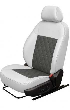 Авточехлы Chery Amulet / ТагАЗ Vortex Corda "Двойной ромб" экокожа, белый/серый