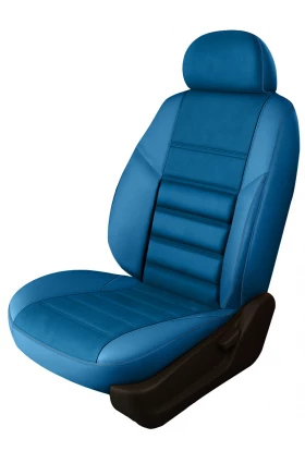Авточехлы Volkswagen Caddy III (2008-2010) (1+1) "Трио" алькантара-экокожа, синий