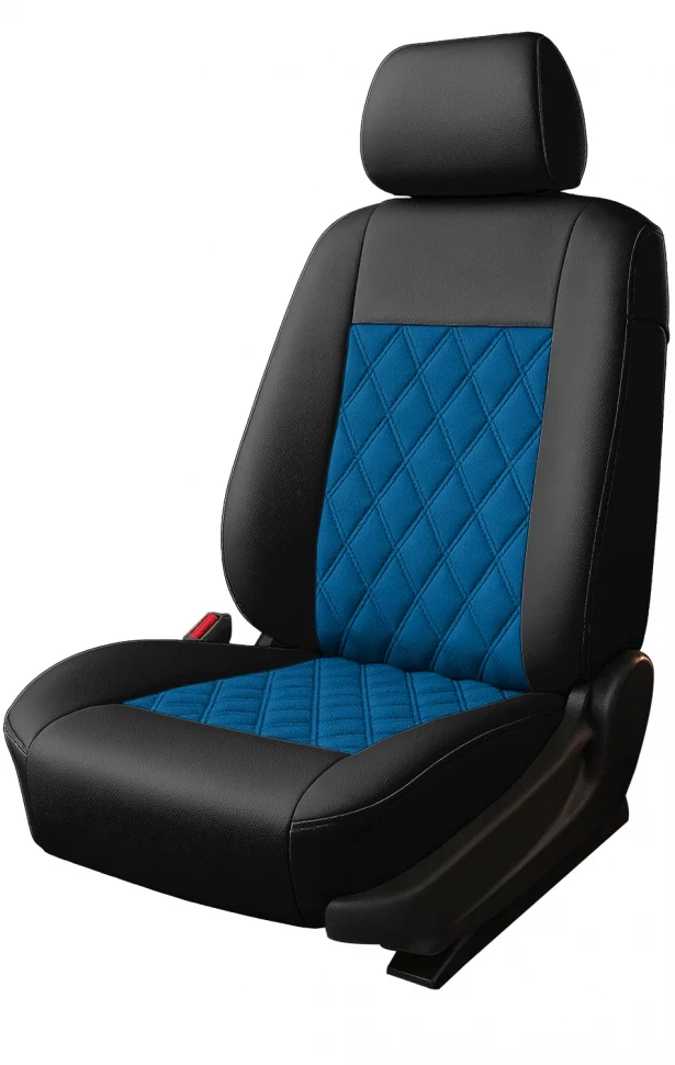Авточехлы Chery CrossEastar (B14) "Двойной ромб" алькантара-экокожа, черно-синий