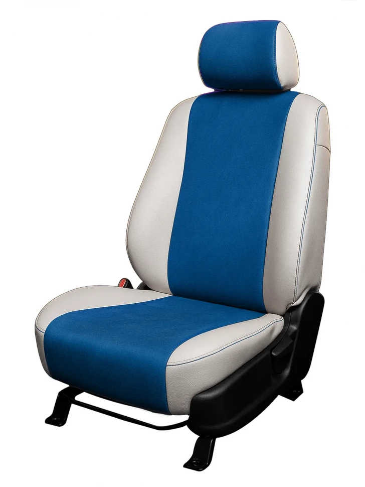 Авточехлы Ford Transit VIII (1+2) (2012-2021) "Лима" алькантара-экокожа, белый/синий