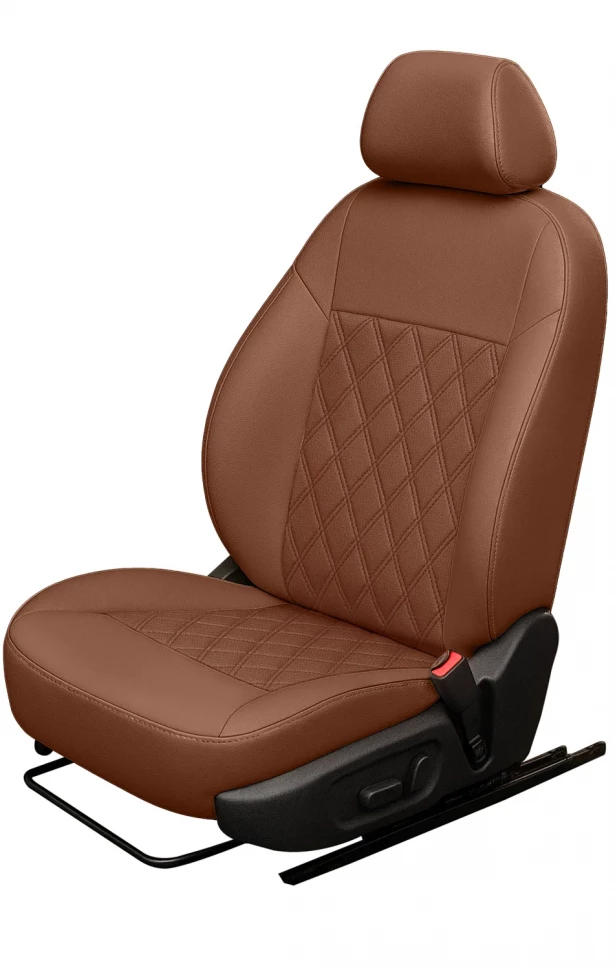 Авточехлы Chery Amulet / ТагАЗ Vortex Corda "Двойной ромб" экокожа, рыжий