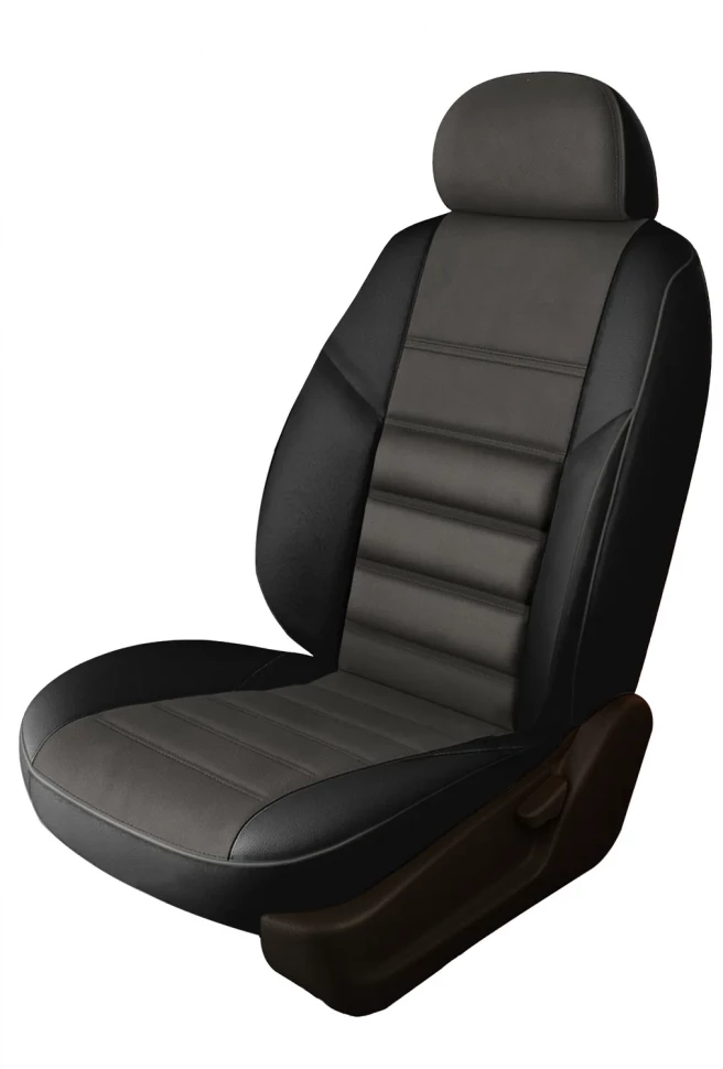 Авточехлы Skoda Octavia IV "Трио" алькантара-экокожа, черно-серый