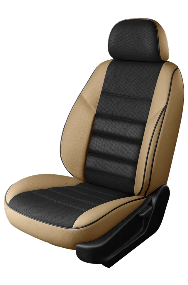 Авточехлы Ford Transit (1+1) (2000-2005) "Трио" экокожа, бежево-черный