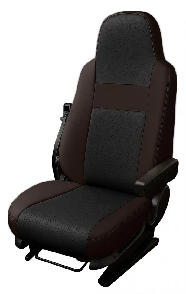 Авточехлы BAW Fenix (2006+) (40/20/40) "Truck" экокожа, коричневый/черный